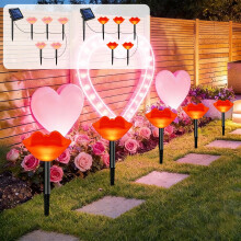 Valentine's Day Lip-Shaped Solar LED Lights – Waterproof ABS Outdoor Garden String Lights, Auto On/Off, Compatible with Yard/Flower Bed/Patio