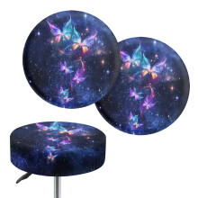 Housse de coussin de chaise papillon galaxie élastique ronde