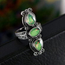 Fashion 925 Silver Plated Handmade Turquoise Ring Women Jewelry Gift Size 6-13-10-#4