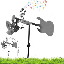 Handmade Metal Guitarist Windmill Spinner, Rockin Kinetic Sculpture for Yard & Garden – Compatible with Outdoor Use