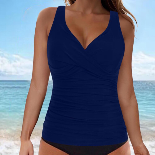 Damesbikinitop met V-hals, effen kleur, gewatteerd