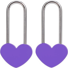 2 PCS Love Lock Heart Padlock, Purple Single Heart Wish Lock for Lovers Wedding, Valentines, Anniversary, Travel, Valentine's Day(No Key)