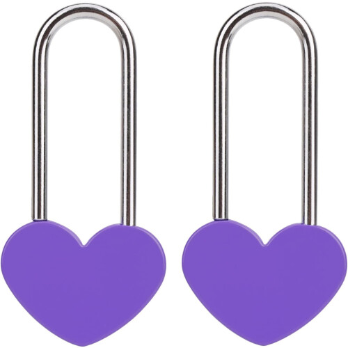 2 τεμάχια λουκέτο καρδιάς Love Lock, μωβ μονή κλειδαριά καρδιάς για ευχές για εραστές,