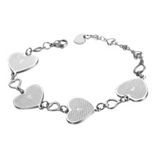 Stainless Steel Heart Bracelet with 1 Bracelet 1 Bag, Silver