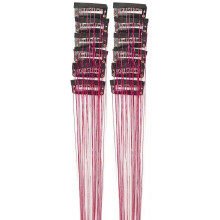 Rainbow Clip-In Hair Tinsel Set 12 pcs Fuchsia 52x3.3x0.5 cm