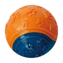 Hållbar tuggboll för hundar – orange/blå tassavtrycksleksak för tandsprickning och lek, inomhus-/utomhusbruk – kompatibel med alla hundar