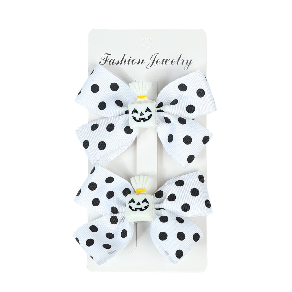 Halloween hair bow with pumpkin bat spider ghost design