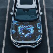 Blue Heart Dolphin Flower Car Hood Cover Elastic Soft