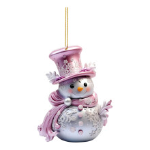 2025 Pink Snowman Ornament, Vintage Acrylic Snowmen Tree Decor, Mid-Century Modern Holiday Glass – Compatible with Christmas Market Ornaments