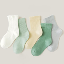 Nrmvnmi Girls' Seamless Thermal Crew Socks, Non-Slip, Organic Cotton, 5 Pairs – Compatible with Kids & Toddlers