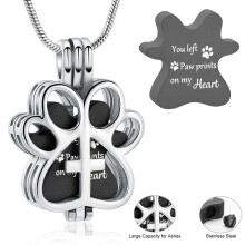 Openable Pet Urns For Dogs/Cats - Personalized Paw Print Pet Urn Necklace for Ashes Memorial Keepsake Jewelry for Pet/Dog's/Cat's Ashes
