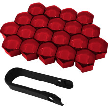 Red Lug Nut Covers 19mm 20PCS with Removal Tool