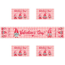 Valentine Gnome Placemat Set of 4 and Table Runner 72 In Valentine's Day Linen Place Mats for Dining Table Decor