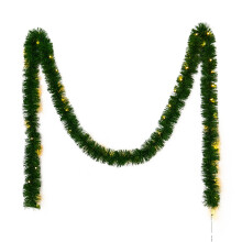 Guirlande lumineuse de Noël à DEL de 5 m (16,5 pi) – Végétation artificielle verte pour décoration intérieure/extérieure des Fêtes,