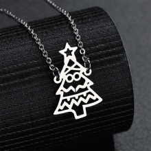 1 Pcs Christmas Tree Pendant Necklace for Women Adjustable Link Chain Necklace Thanksgiving Xmas Party Jewelry Gift