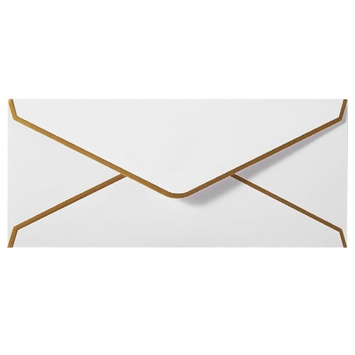 Business Envelopes V-Flap White Gold Border 100 Pack