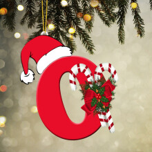 Badymin CSL 2D Acrylic 26 Letters Christmas Tree Decoration Pendant Decorative Gift Family Christmas Party Pendants Red 8CM