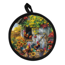 Sunflower & Rooster 2-Piece Heat-Resistant Pot Holders with Oven Gloves – Farm-Themed Kitchen Decor, Compatible with Thanksgiving