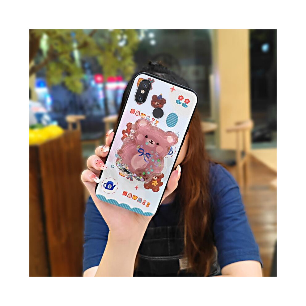 Phone Case For Compatible With Xiaomi Mi 8 Â Glitter Tpu, Dirt-Resistant, Waterproof, Quicksand Design, Rotatable Stand 9422877525386