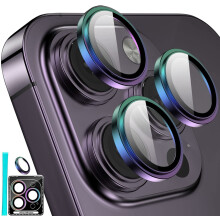 [3+1] Metal HD Tempered Glass Camera Lens Protector Compatible with iPhone 14 Pro & iPhone 14 Pro Max – Anti-Scratch, Colorful