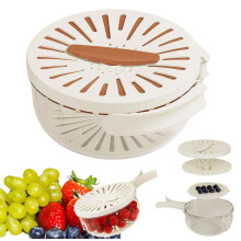 2-in-1 Draining and Preservation Basket, Draining and Preservation Basket with Collapsible Handle for Washing/Storing Berries, Grapes, Leafy Greens