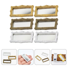 6-Piece Classical Style Resin Mirror Crafts Decorative Dollhouse Accessories for Indoor Play and Home Decor