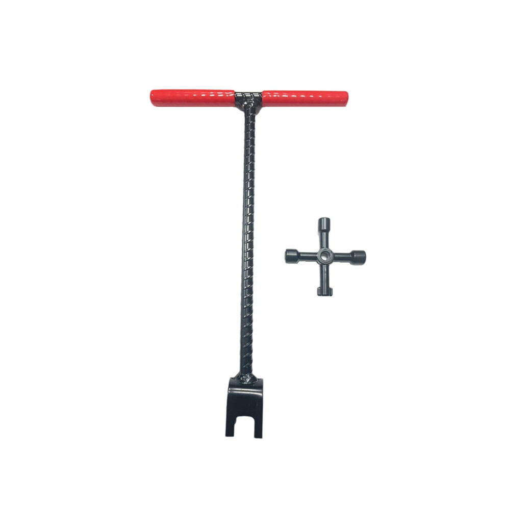 17 Inch Water Meter Key With 4-Way Utility Key - Heavy-Duty Water Shut Off Tool For Curb Main,1Set * T-Handle Water Shut Off Tool,Red & Black 9085618922730