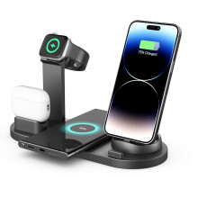 Wireless Charging Stand with Adjustable Magnetic Fast Charger Compatible with iPhone, Samsung, Apple Watch & Android