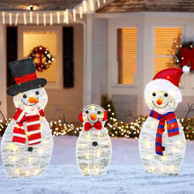 Décoration de bonhomme de neige lumineux de 35 cm pour jardin de Noël extérieur