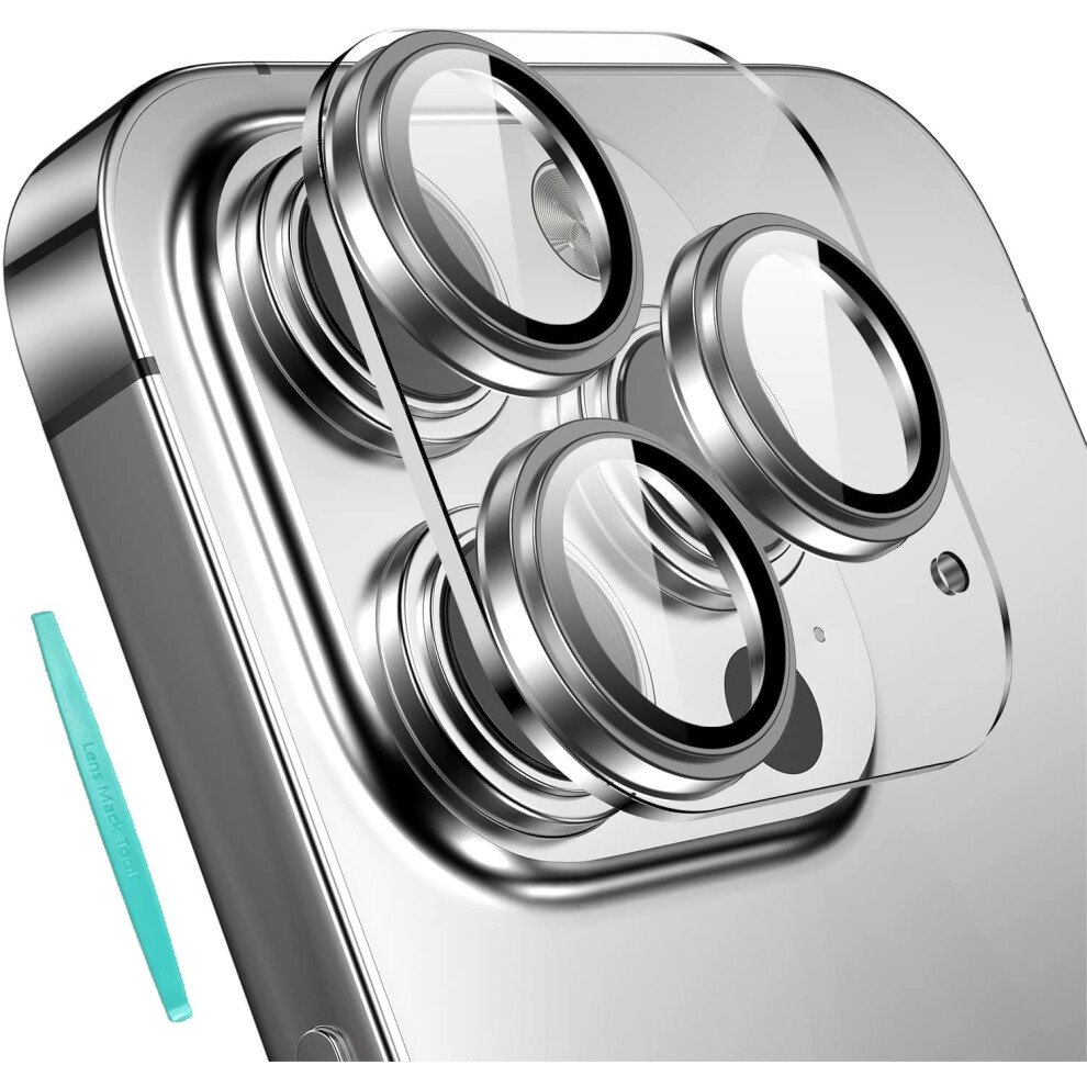 Hd Tempered Metal Glass Camera Lens Protector For Iphone 14 Pro & 14 Pro Max Â Compatible With 6.1" & 6.7" Models, Silver 9399596248851