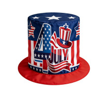 American Flag Top Hat for 4th of July – Red, White & Blue Patriotic Hat with Bowknot, Compatible with Men/Women/Kids, USA 250th Anniversary