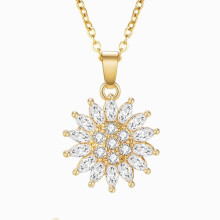 Sunflower Necklace, Silver Gold Plated Spinning Sunflower Necklace Pendant Gifts Jewelry for Women