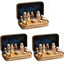 Mini Religious Easter Nativity Set 3 pcs in Tin Box