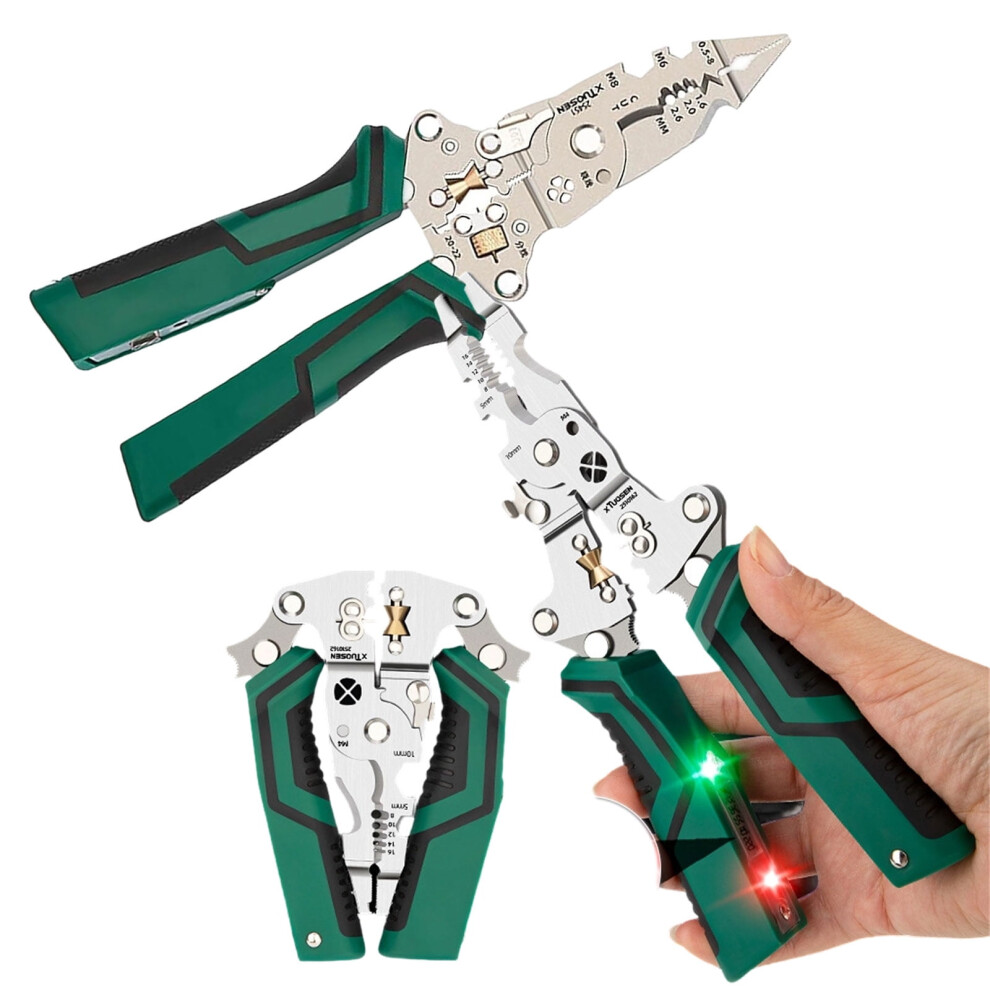 16 In 1 Wire Stripper Twister For Cutting And Pulling Wires, Cable Scissors, Voltage Tester Pliers, 12V To 250V Live 9422877523818