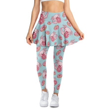 Axolotl Teal Stretch Yoga Skort with Leggings XS