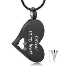 Forever In My Heart - Heart Cremation Jewelry Tiny Heart Urn Necklaces for Ashes for Women Men Stainless Steel Small Urn Locket for Human / Pet