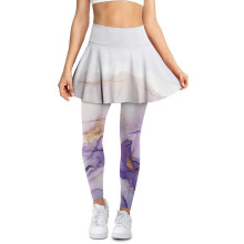 Women's Violet Golden Marble Skort with Leggings