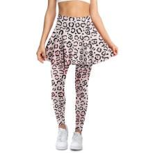 Leopard Print Black Pink Women's Skort Leggings 3XL
