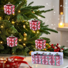 Christmas Gift Box Ornament Christmas Tree Decorations with Premium Craftsmanship for Festive Home Decor and Thoughtful Holiday Gifting 2.7x1.8in Red