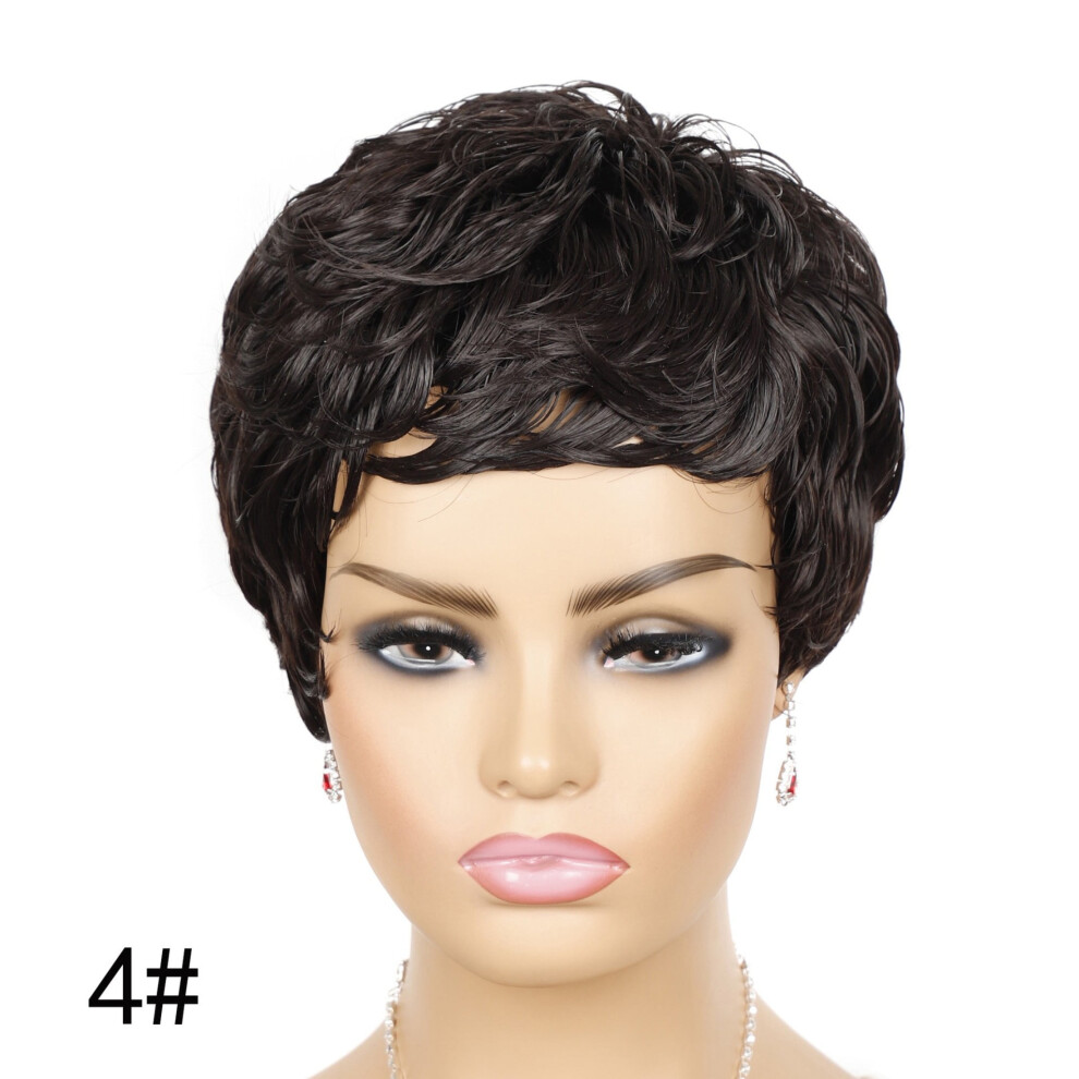Elf Cut Wig Short Hair Wig with Bangs Mixed Color Highlights Fluffy Synthetic Wig Replacement Wig for Women Halloween Costume Wig