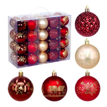 40Pcs Christmas Decorations 2.36Inch Christmas Dark Red Painted Ball,Electroplated Plastic Ball for Christmas Tree Decor