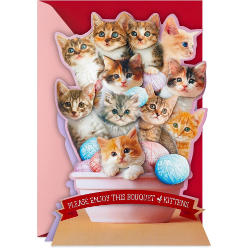 Valentinsdagskort med kattungebukettdesign