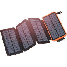 25000mAh Solar Charger w/ 4 Panels & 3 USB Outputs, 3A Fast Charge — Compatible with Smartphones, Tablets, etc.