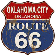 Panneau métallique Route 66 Shield, Oklahoma City, 30,5 x 30,5 cm