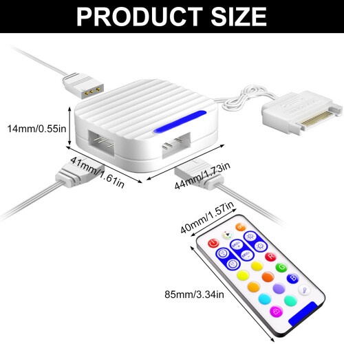 Intelligent ARGB Controller for PC 5V 3Pin Satas Connection Base Featuring MultiLighting Mode Remote Controls 2