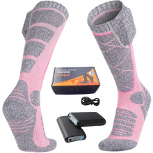 Heated Socks with 4000mAh Rechargeable Batteries, Washable Thermal Socks with 3 Heating Levels, Up to 60 /140