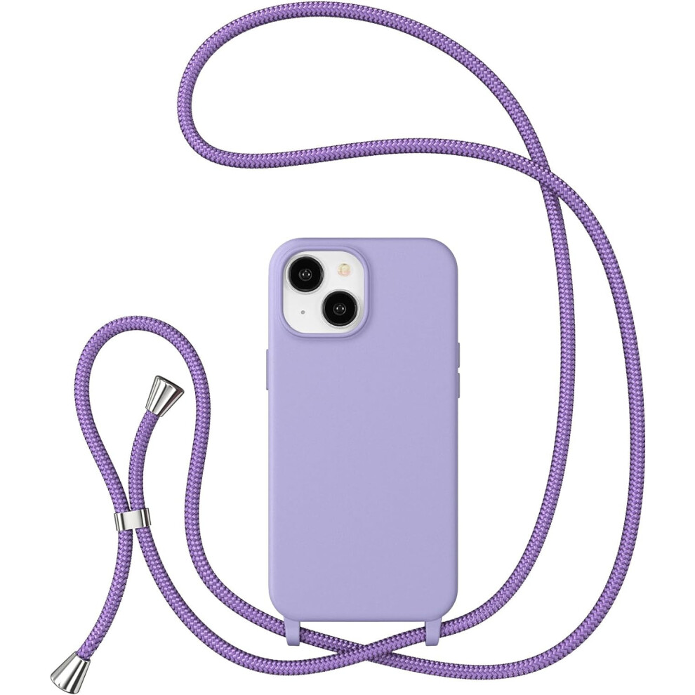 Crossbody Case For Iphone 15 Plus (6.7"), Liquid Silicone, Adjustable Lanyard Strap Â Compatible With Iphone 15 Plus Purple 9558830196505