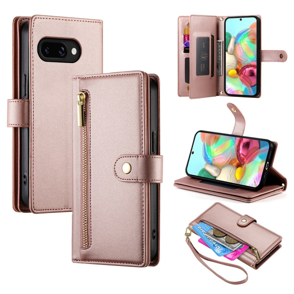 For Google Pixel 9A Phone Case Leather Wallet Case With Card Holder Phone Cover 9399596737775