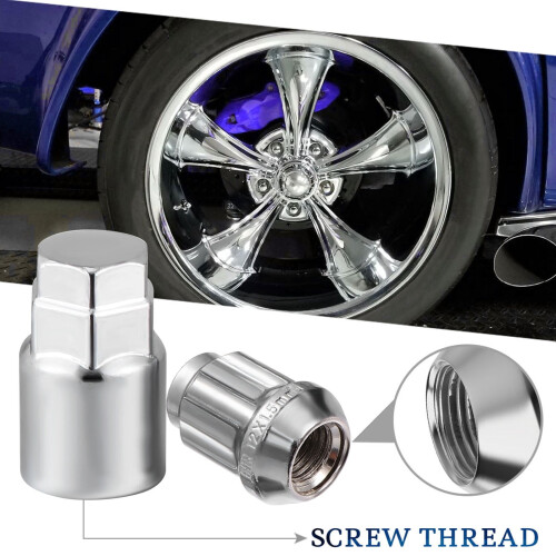 Silver Wheel Lock Lug Nuts Anti-Theft 4 pcs with Sleeve 1