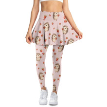 Women's Strawberry Pink Skort Leggings High Waist with
